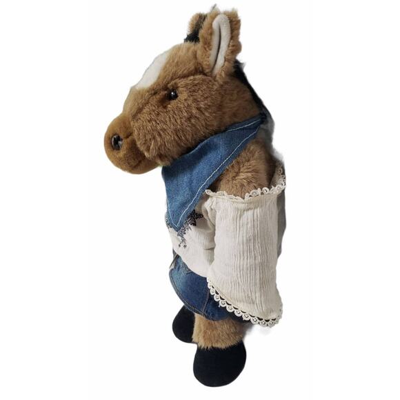 Build A Bear Country Horse / Pony Denim Skirt Bandanna & Bow BAB Stuffed Animal - Picture 2 of 7